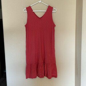 J. Jill Flounced Hem Double V Neck Knit Dress Rayon Blend